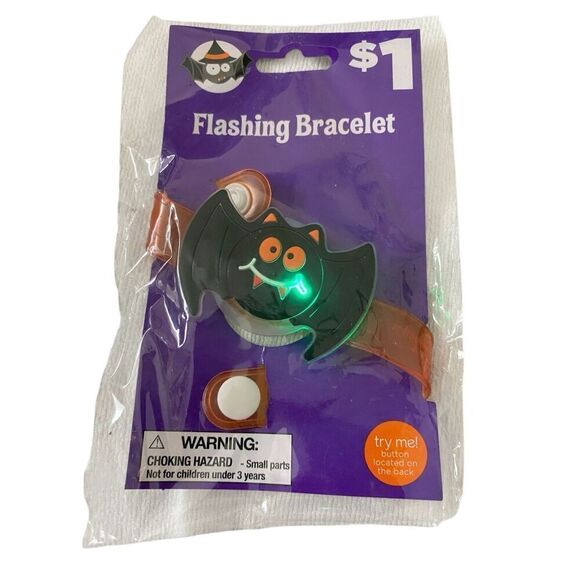 Trick Or Treating Light Reflector Flashing Bat Bracelet - Picture 3 of 9